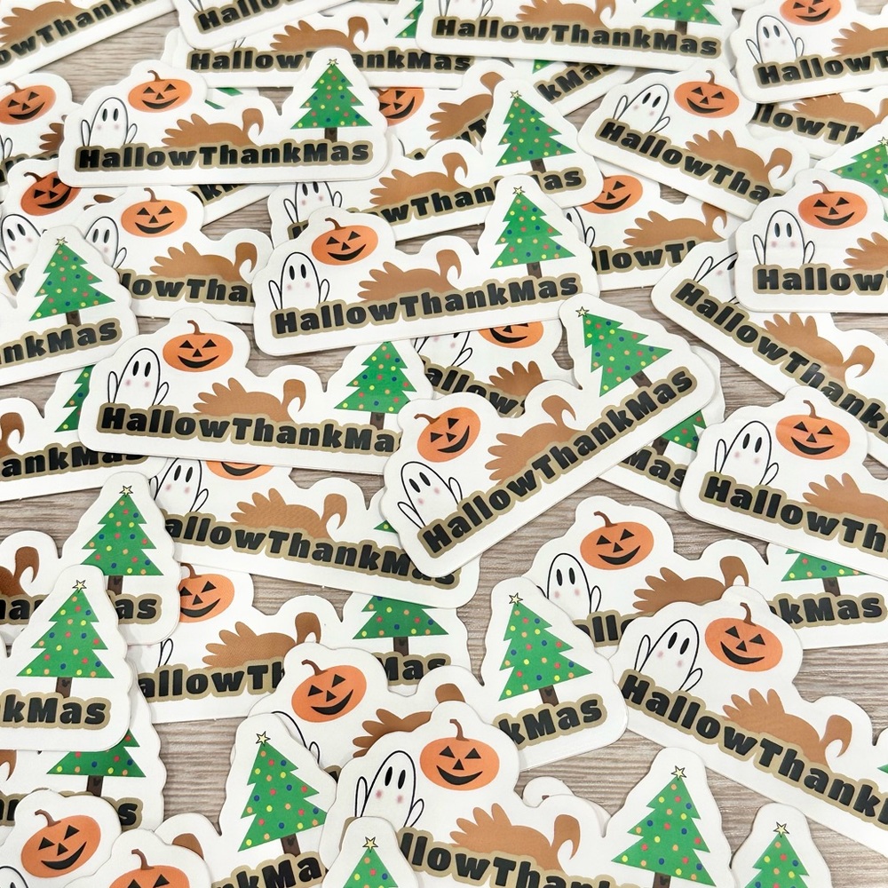 🎃🦃🎄HallowThankMas Holiday Stickers Stationary Size 2.8” x 1.4” 🎃🦃🎄